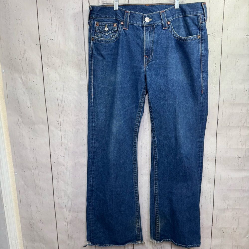 True Religion Mens Billy Straight Leg Jeans Dark Wash USA Made Size 38X33